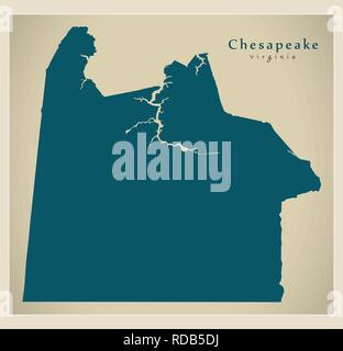 Moderne Stadtplan - Chesapeake Virginia Stadt der USA Stock Vektor