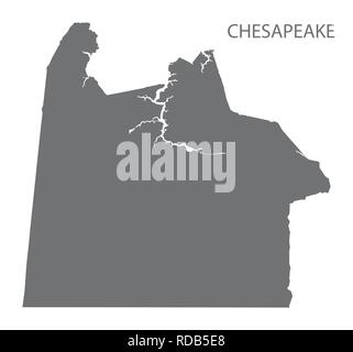 Chesapeake Virginia City Karte grau Abbildung silhouette Form Stock Vektor