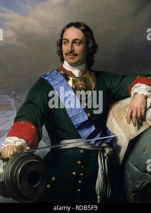 Portrait von Kaiser Peter I. der Große (1672-1725). Museum: Kunsthalle, Hamburg. Autor: Delaroche, Paul Hippolyte. Stockfoto