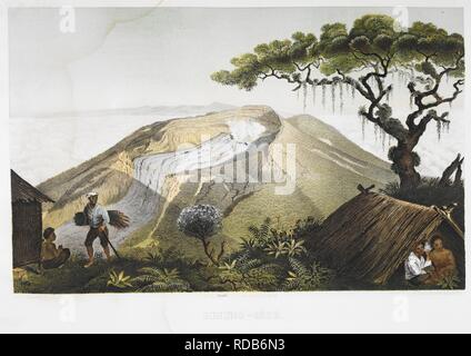 Gunung Gede. Mount Gede, einen Vulkan in West Java, Indonesien. . Java Album. Leipzig, 1856. Farbe Abbildung. Quelle: 1781. a. 21, Platte 10. Sprache: Deutsch. Autor: franz WILHELM JUNGHUHN. Stockfoto