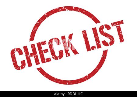 Überprüfen Sie die Liste rote runde Stempel Stock Vektor