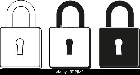 Schwarze und weiße Vorhängeschloss set Stock Vektor