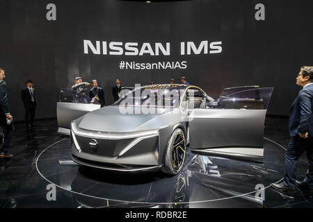 Detroit, Michigan - der Nissan IMS Elektrofahrzeug Concept Car auf der North American International Auto Show. Stockfoto