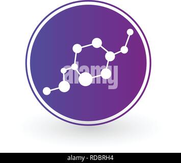 Dna und Molekül Symbol im Kreis. Molekulare Struktur. Vector template Logo für Medizin, Wissenschaft, Technik, Chemie, Biotechnologie, hub Netzwerk. v Stock Vektor