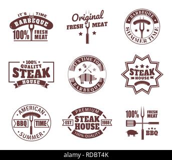 Eingestellt von isolierten Logo für Fleisch Restaurant. Stock Vektor