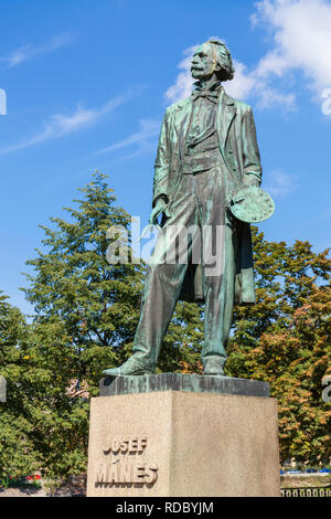 Prag Josef Mánes Statue einer tschechischen Maler Alšovo nábřezi Prag Tschechische Republik EU Europa Stockfoto