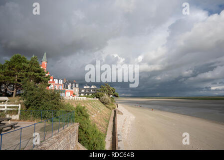 Blick über den Strand von Le Crotoy nach einem Sturm hatte. Stockfoto