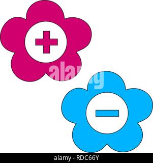 Plus und Minus Symbol im Kreis. Vector Illustration Stock Vektor