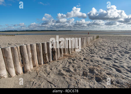 Der breite Sandstrand in Le Crotoy Stockfoto