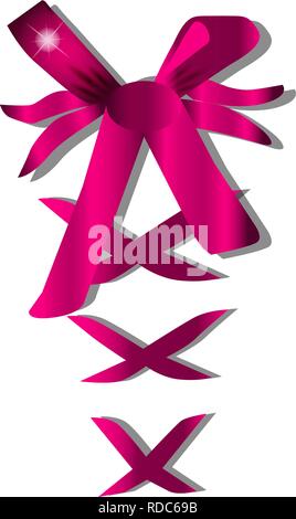 Dekorative rosa Schleife mit horizontalen Ribbon. Stock Vektor