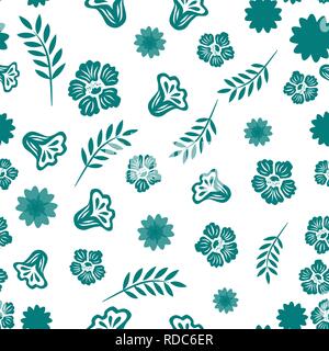 Nahtlose Muster von abstrakt Blumen und Elemente auf einem weißen Hintergrund. Vector Illustration Stock Vektor