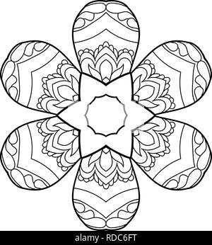 Malbuch für Erwachsene und ältere Kinder. Färbung mit niedlichen Eule und floralen Rahmen. Maßbild in zentangle Stil Stock Vektor