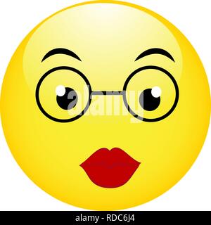 Süß lächelnd Emoticon tragen Brillen, emoji, smiley-Vector Illustration Stock Vektor