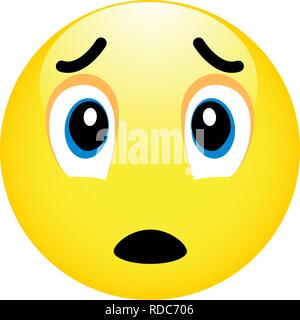 Deprimiert und traurig Emoticon mit Händen auf dem Gesicht auf weißem Hintergrund Stock Vektor