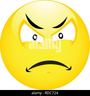 Wütend emoticon Gesicht auf weißem Hintergrund - Vector Illustration Stock Vektor