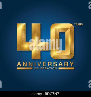 40 Jahre Jubiläum Schriftzug. Goldenes Jubiläum Emblem mit Band. Design für Broschüre, Faltblatt, Zeitschrift, Broschüre, Plakat, Web, Invita Stock Vektor