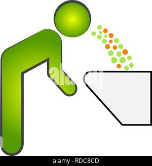 Husten Vektor icon. Stil ist bicolor Flachbild Symbol, Eco grünen und grauen Farben, abgerundeten Ecken. Stock Vektor