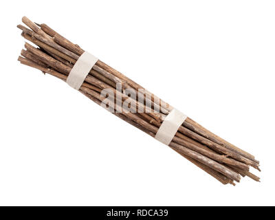 Bündel Reisig, Zweige, über Weiß isoliert. Zwei unentschieden. Stockfoto