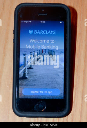 Barclays Bank Anwendung auf smart phone Stockfoto