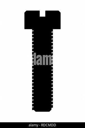 Die dunkle Silhouette einer Schraube auf weißem Hintergrund Stock Vektor