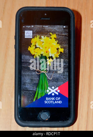 Royal Bank of Scotland RBS Bank Anwendung auf smart phone Stockfoto
