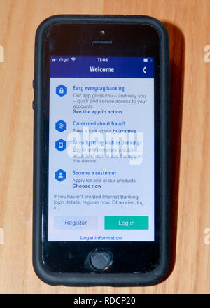 Royal Bank of Scotland RBS Bank Anwendung auf smart phone Stockfoto