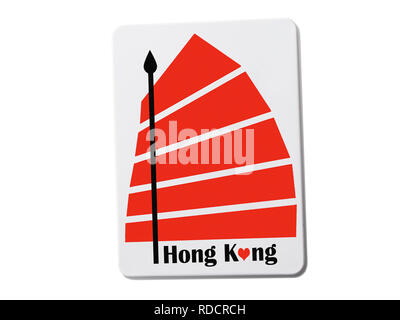 Hongkong (China) souvenir Kühlschrank Magnet auf weißem Hintergrund Stockfoto