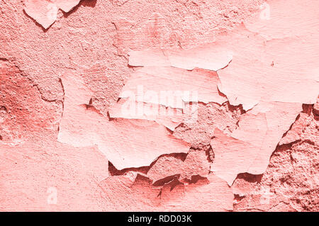 Alte, gesprungene Coral Farbe betonwand. Strukturierten Hintergrund. Stockfoto