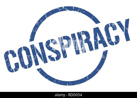 Conspiracy Blue runden Stempel Stock Vektor