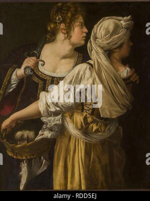 Judith und ihre Zofe Abra. Museum: Uffizien, Florenz. Autor: GENTILESCHI, Artemisia. Stockfoto