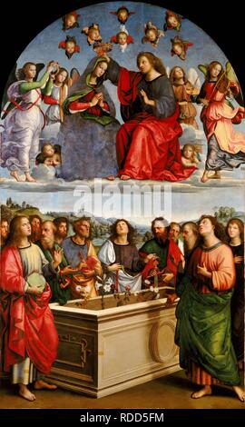 Die Krönung der Jungfrau Maria (Oddi Altarbild). Museum: Musei Vaticani in Viale Vaticano, Rom. Autor: Raphael (Raffaello Sanzio da Urbino). Stockfoto