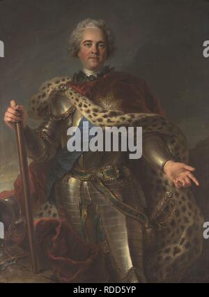 Portrait von Maurice de Saxe (1696-1750), Marschall von Frankreich. Museum: Stiftung Preußische Schlösser und Gärten Berlin-Brandenburg. Autor: COYPEL, CHARLES - ANTOINE. Stockfoto