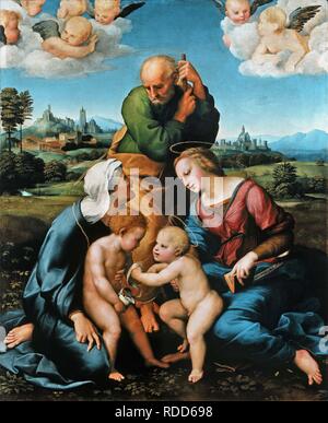 Die canigiani Heilige Familie (Sacra Famiglia Canigiani). Museum: Alte Pinakothek, München. Autor: Raphael (Raffaello Sanzio da Urbino). Stockfoto