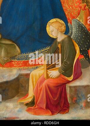 Die Madonna der Demut mit zwei Musiker Engel. Detail: Musiker Engel. Museum: Museo Poldi Pezzoli, Mailand. Autor: STROZZI, ZANOBI. Stockfoto