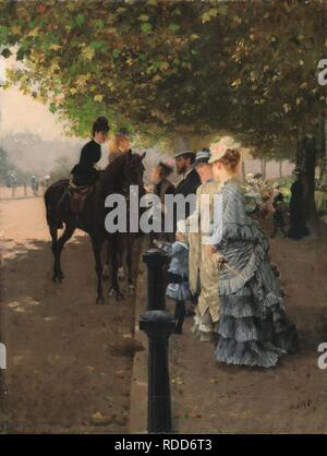 Im Hyde Park, London. Museum: private Sammlung. Autor: Nittis, Giuseppe DE. Stockfoto