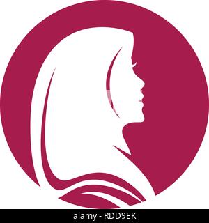 Muslima hijab Logo template Vector Illustration Design Stock Vektor