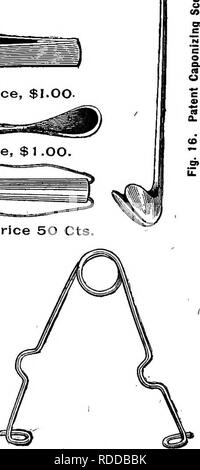 . Premium Liste und Vorschriften für die erste jährliche Ausstellung der New York Geflügel Exchange: im Madison Square Garden, New York, Dez. 14-21, 1887 gehalten zu werden. Geflügel. / ^. t ig. 2 1. Plain Spreader für Caponlzing, Preis, so Cent. Abb. 20. Anti-Feather Abzieher. Spreader für $ 1.OO pro Doz. OsiDonizing. $ 1.00. Poultry-Killing Messer, Preis, EO Herren.. Bitte beachten Sie, dass diese Bilder sind von der gescannten Seite Bilder, die digital für die Lesbarkeit verbessert haben mögen - Färbung und Aussehen dieser Abbildungen können nicht perfekt dem Original ähneln. extrahiert. New York Geflügel Stockfoto