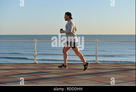 Hastings, East Sussex, UK. 17 Jan, 2019. Die hellen sonnigen Nachmittag entlang Hastings Promenade. Credit: Peter Cripps/Alamy leben Nachrichten Stockfoto