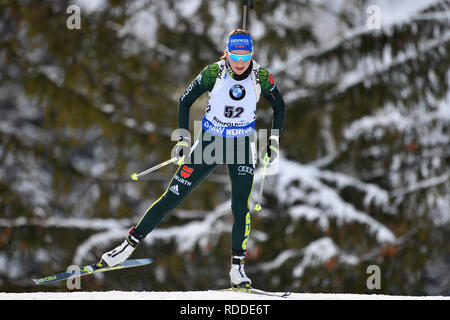 Ruhpolding, Deutschland. 17 Jan, 2019. Franziska PREUSS (GER), Aktion, Single Action, Rahmen, Ausschneiden, vollen Körper geschossen, die ganze Figur. 7,5Km Sprint der Frauen, meine Damen am 17.01.2019. IBU Biathlon WM 2019 in Ruhpolding, Saison 2018/19 | Verwendung der weltweiten Kredit: dpa/Alamy leben Nachrichten Stockfoto