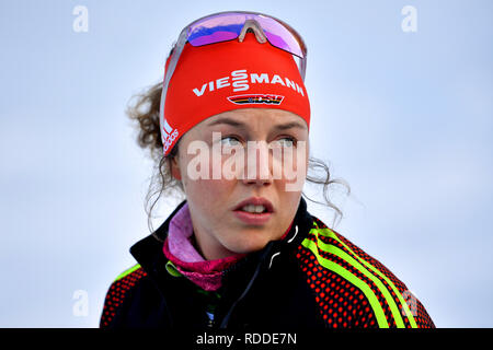 Ruhpolding, Deutschland. 17 Jan, 2019. Laura DAHLMEIER (GER), Aktion, single Bild, Single Cut Motiv, Porträt, Porträt, Porträt. 7,5Km Sprint der Frauen, meine Damen am 17.01.2019. IBU Biathlon WM 2019 in Ruhpolding, Saison 2018/19 | Verwendung der weltweiten Kredit: dpa/Alamy leben Nachrichten Stockfoto