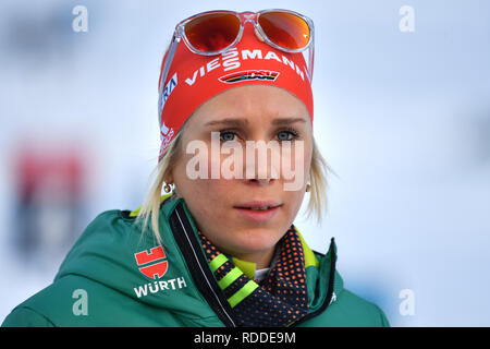 Ruhpolding, Deutschland. 17 Jan, 2019. Karolin Horchler (GER), Aktion, single Bild, Single Cut Motiv, Porträt, Porträt, Porträt. 7,5Km Sprint der Frauen, meine Damen am 17.01.2019. IBU Biathlon WM 2019 in Ruhpolding, Saison 2018/19 | Verwendung der weltweiten Kredit: dpa/Alamy leben Nachrichten Stockfoto