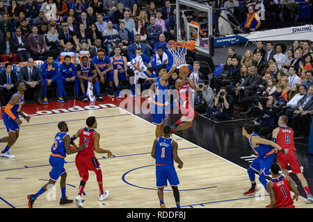 London, Großbritannien. 17. Jan 2019. NBA-Spiel in London 2019 Washington Wizards vs. New York Knicks in der O2 Arena, Uk, Credit: Jason Richardson/Alamy leben Nachrichten Stockfoto