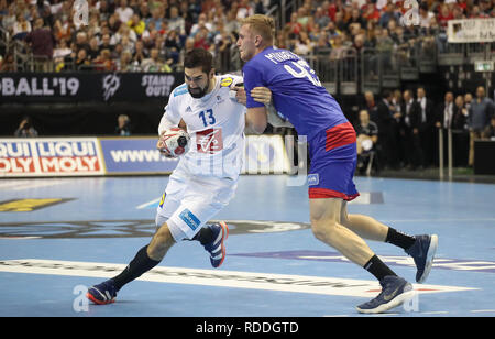 Berlin, Deutschland. 17. Januar, 2019. Nikola Karabatic (Frankreich) während der IHF Männer Wm 2019: Gruppe A handball Match zwischen Frankreich und Russland am 17. Januar 2019 in der Mercedes-Benz Arena in Berlin, Deutschland - Foto Laurent Lairys/MAXPPP Credit: Laurent Lairys/Agence Locevaphotos/Alamy leben Nachrichten Stockfoto