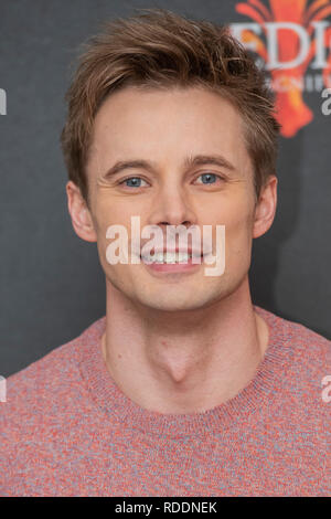 Soho, London, UK. 18. Jan 2019. • Bradley James - Medici: Die herrlichen Screening, einer neuen Reihe auf Netflix, die von Lux produziert - im Soho Hotel. Credit: Guy Bell/Alamy leben Nachrichten Stockfoto