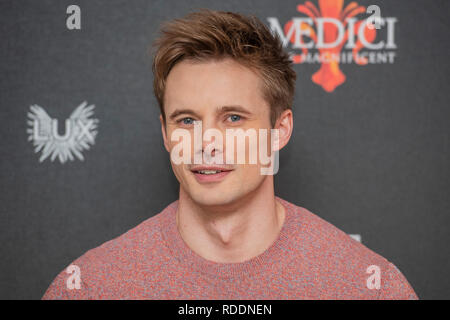 Soho, London, UK. 18. Jan 2019. • Bradley James - Medici: Die herrlichen Screening, einer neuen Reihe auf Netflix, die von Lux produziert - im Soho Hotel. Credit: Guy Bell/Alamy leben Nachrichten Stockfoto