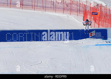 Cortina d'Ampezzo, Italien. 18. Januar 2019, Cortina d'Ampezzo, Italien; FIS Ski World Cup Damen bergab; Francesca Marsaglia (ITA) in Aktion: Aktion Plus Sport Bilder/Alamy leben Nachrichten Stockfoto