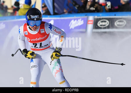 Cortina d'Ampezzo, Italien. 18. Januar 2019, Cortina d'Ampezzo, Italien; FIS Ski World Cup Damen bergab; Francesca Marsaglia (ITA) in Aktion: Aktion Plus Sport Bilder/Alamy leben Nachrichten Stockfoto