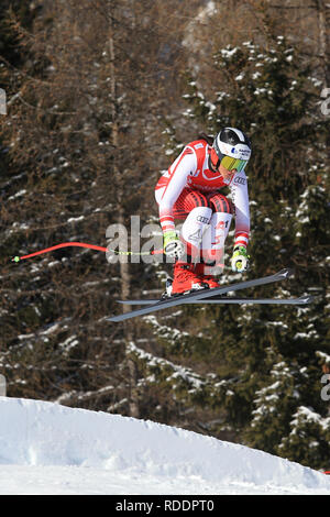 Cortina d'Ampezzo, Italien. 18. Januar 2019, Cortina d'Ampezzo, Italien; FIS Ski World Cup Damen bergab; Stephanie Venier (AUT), die in Aktion: Aktion Plus Sport Bilder/Alamy leben Nachrichten Stockfoto