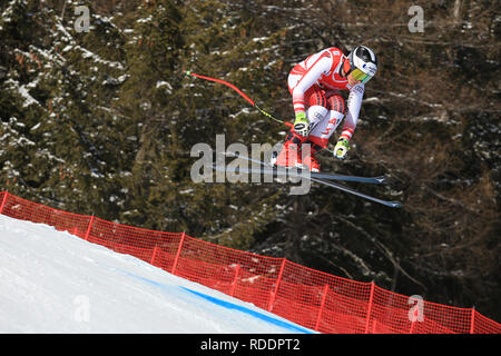 Cortina d'Ampezzo, Italien. 18. Januar 2019, Cortina d'Ampezzo, Italien; FIS Ski World Cup Damen bergab; Stephanie Venier (AUT), die in Aktion: Aktion Plus Sport Bilder/Alamy leben Nachrichten Stockfoto