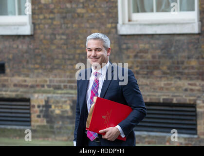 London, Großbritannien. Jan, 2019 18. Stephen Barclay, Staatssekretär für die Europäische Union zu verlassen, kommt an Nummer 10 Downing Street. Credit: Tommy London/Alamy leben Nachrichten Stockfoto